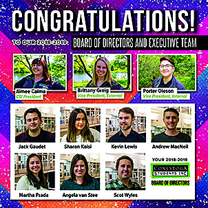 These are the recently elected members of the 2018-2019 Conestoga Students Inc. board of directors, along with CSI’s executive team.