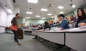 George Stroumboulopoulos speaks to Conestoga students.